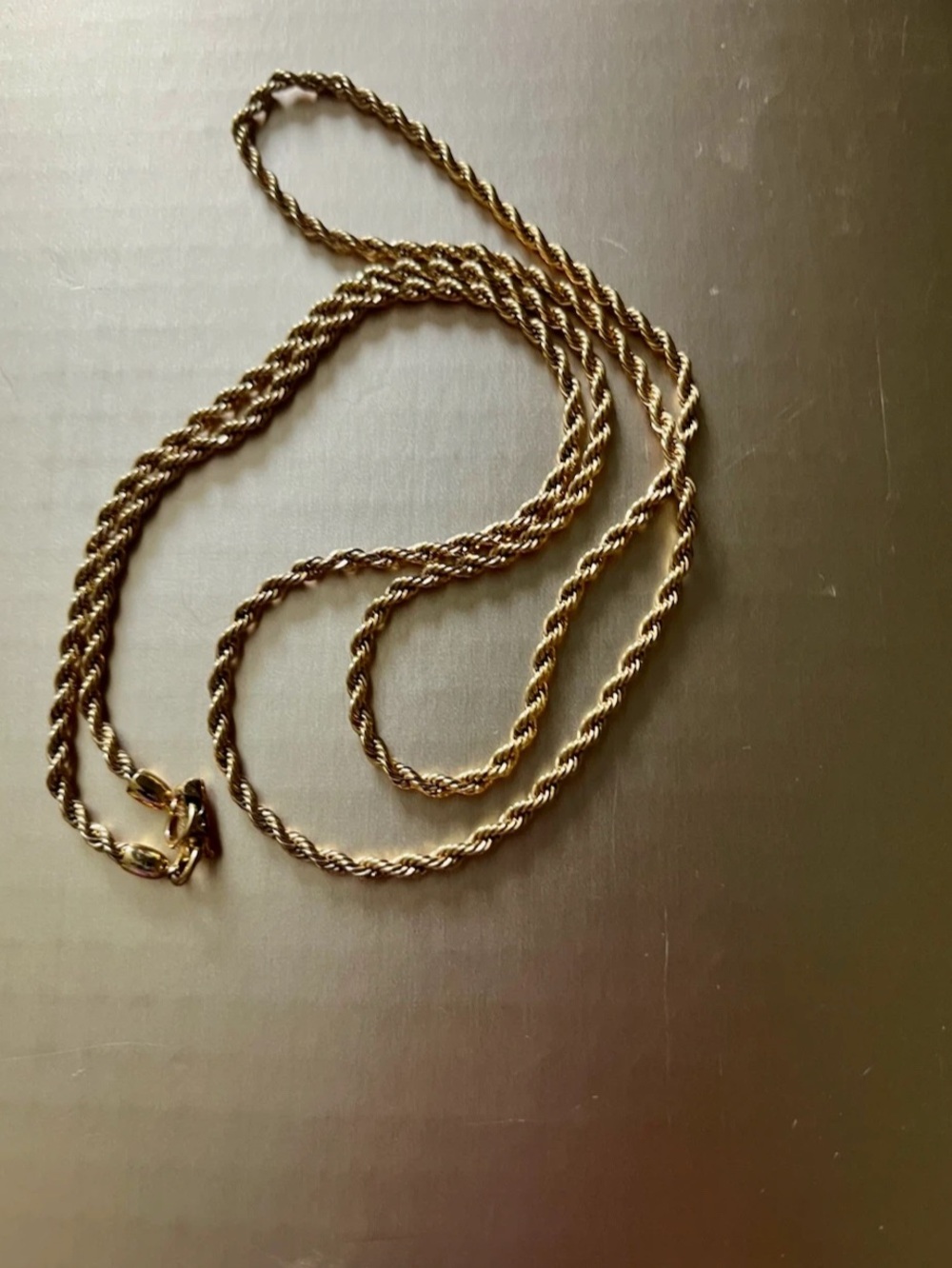 Gold Tone Rope Chain Necklace - Women's Jewellery